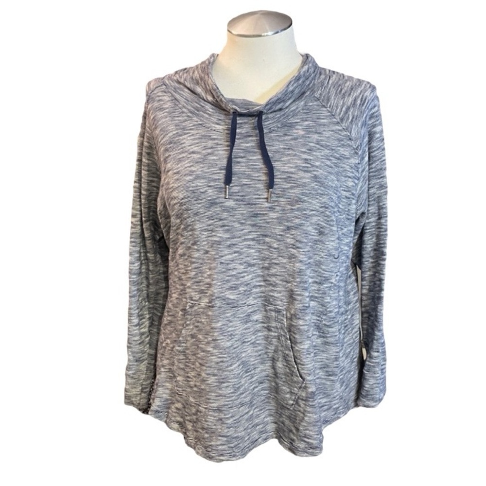 Style & Company Mock Striped Sweatshirt Blue White 2X